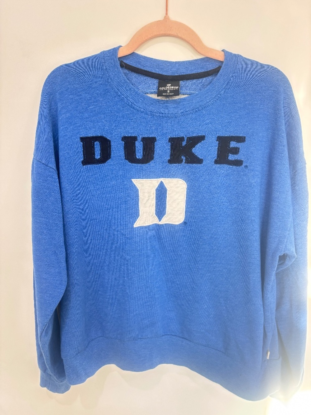 Duke Blue Devils Colosseum Women’s Crewneck Sweatshirt Blue Embroidered S